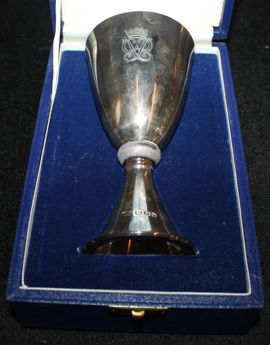 Cased silver wedding goblet